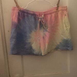 Just Love Pink and Blue Tie-Dye Athletic Shorts